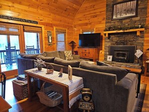 TV, fireplace