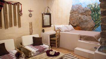 Cottage, 2 Double Beds, Non Smoking | Living area | Fireplace