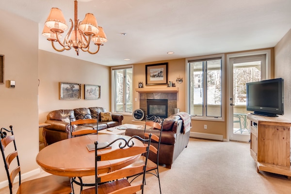 Large Family Room with Large TV and Fireplace
Outdoor patio with Aspen Views!