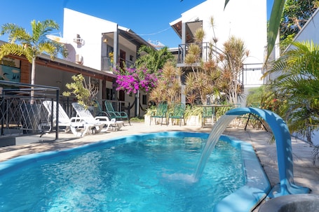 Outdoor pool, sun loungers