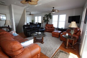 Smart TV, DVD player, books, video library