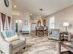 TV, fireplace, DVD player, video library