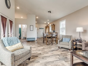 TV, fireplace, DVD player, video library