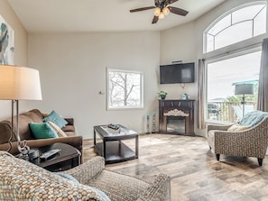 TV, fireplace, DVD player, video library
