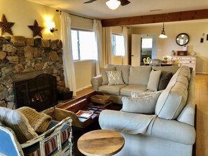 TV, fireplace, DVD player, table football