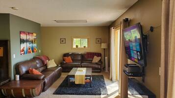 TV, fireplace, video games, DVD player