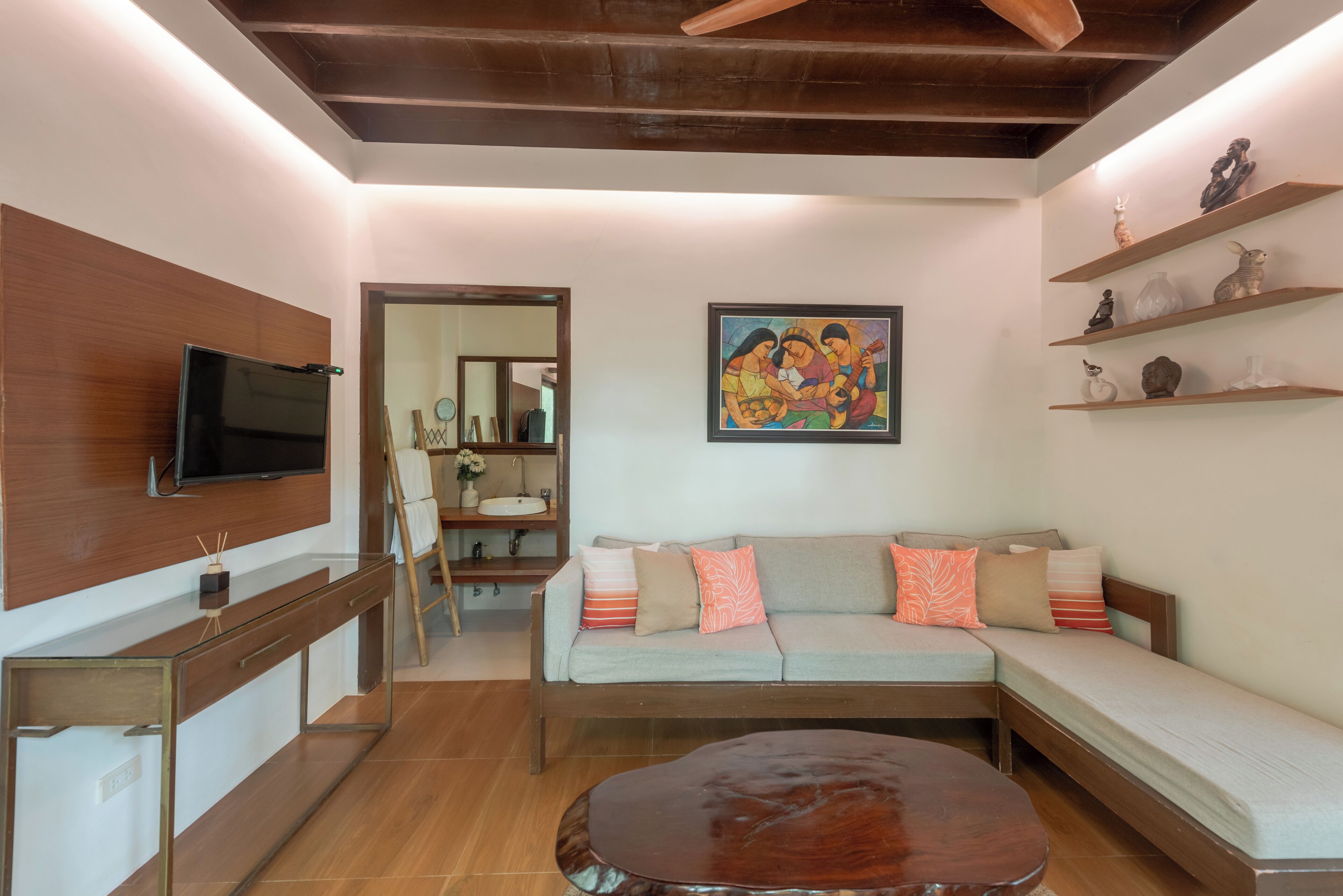 tropical family villa | living area | flat-screen tv