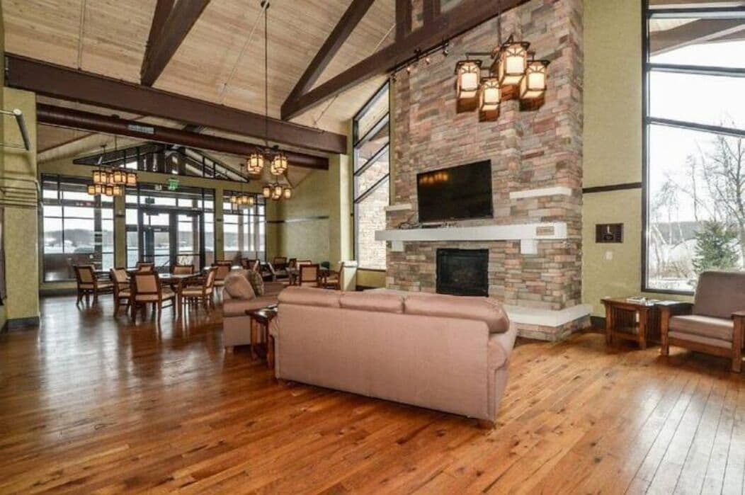 TV, fireplace, foosball