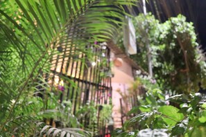 A lush indoor garden with various plants and a metal trellis structure. - Angkor Sangrith Hostel (Siem Reap)