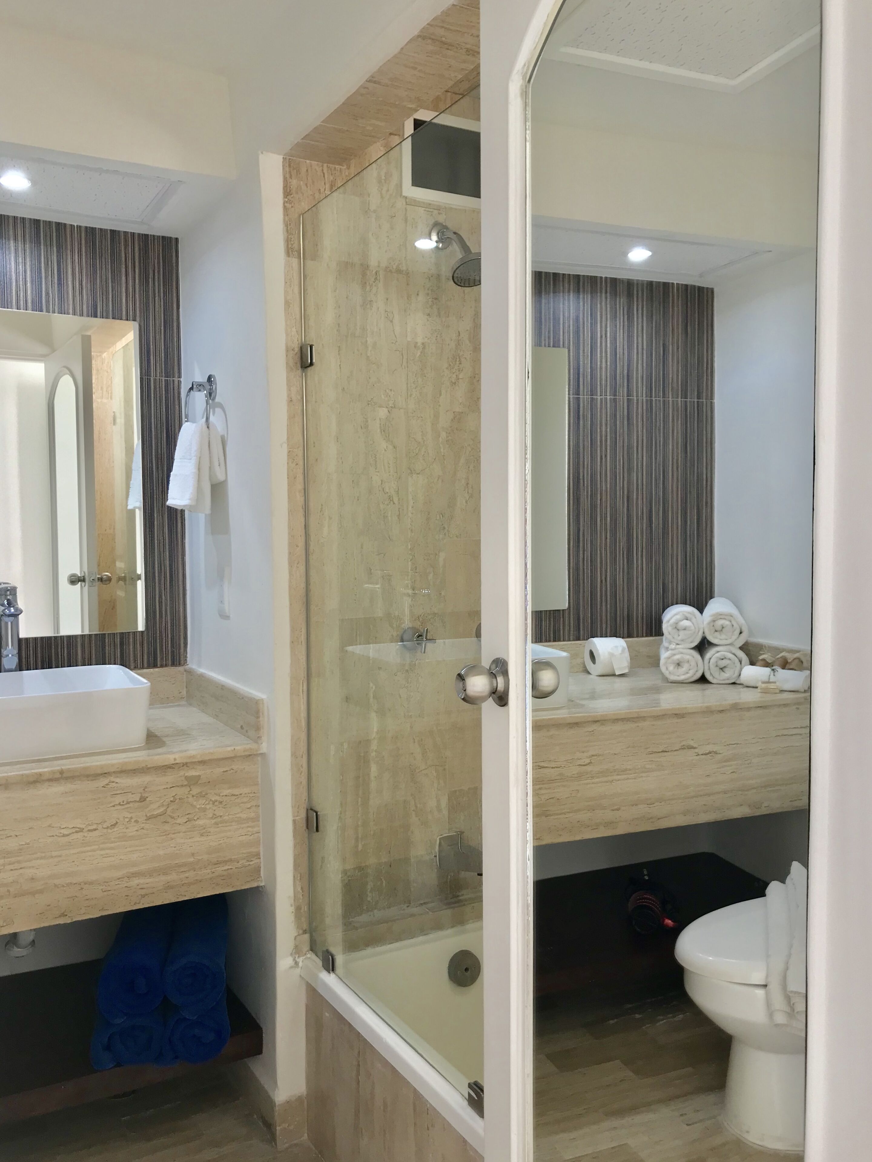 ヘアドライヤー、タオル、シャンプー、トイレットペーパー