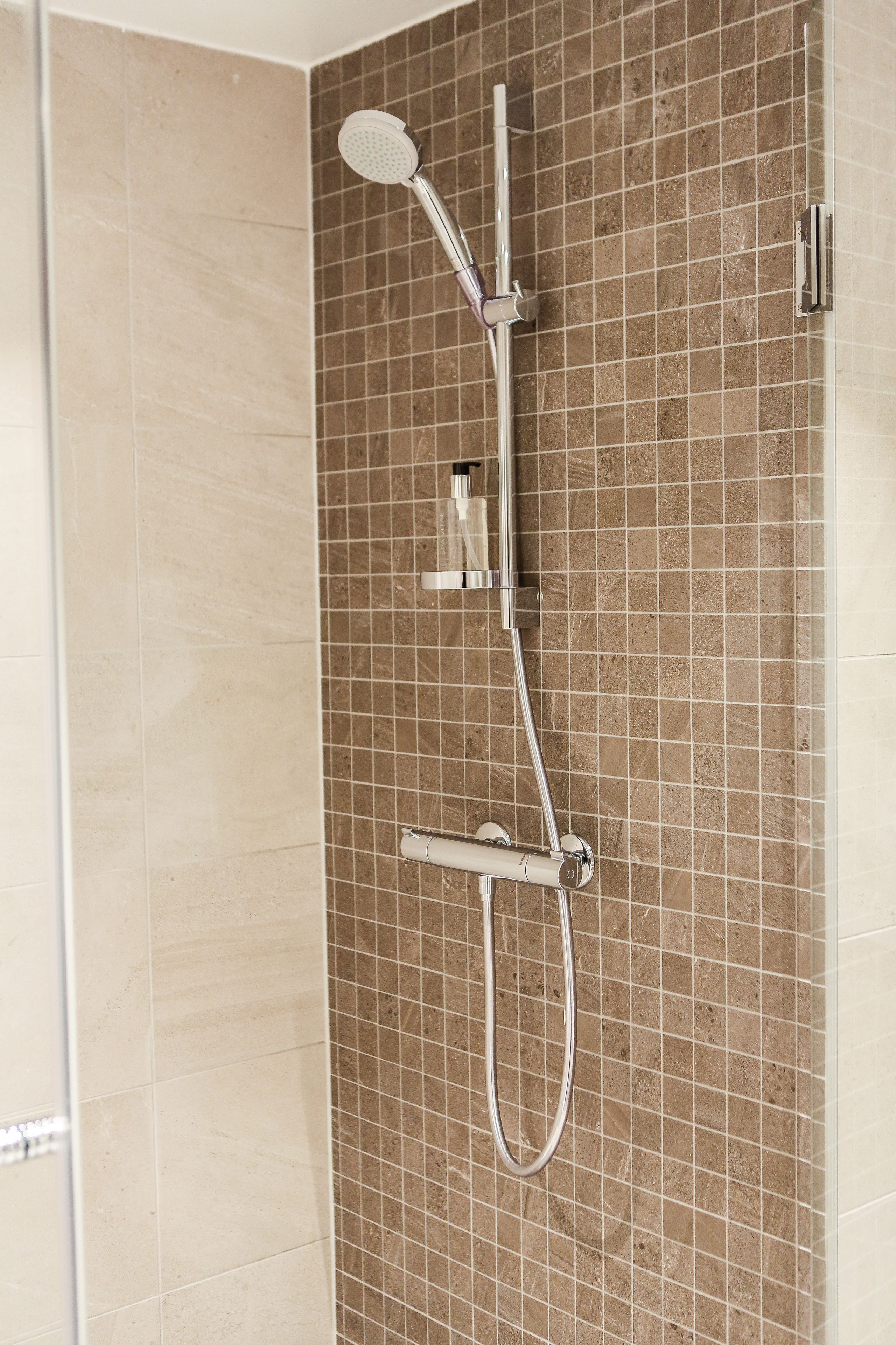 deluxe double room | bathroom | shower, hair dryer