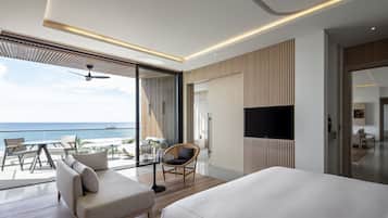 套房, 1 間臥室, 海景 (Penthouse) | 埃及棉床單、高級寢具、羽絨被、舒適加層