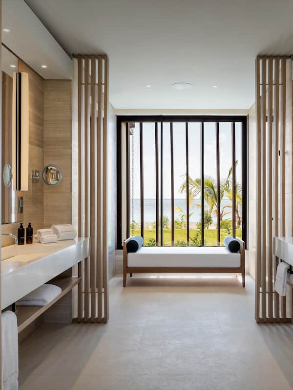 Four Bedroom Beachfront Pool Villa | Bathroom | Separate tub and shower, deep soaking tub, rainfall showerhead