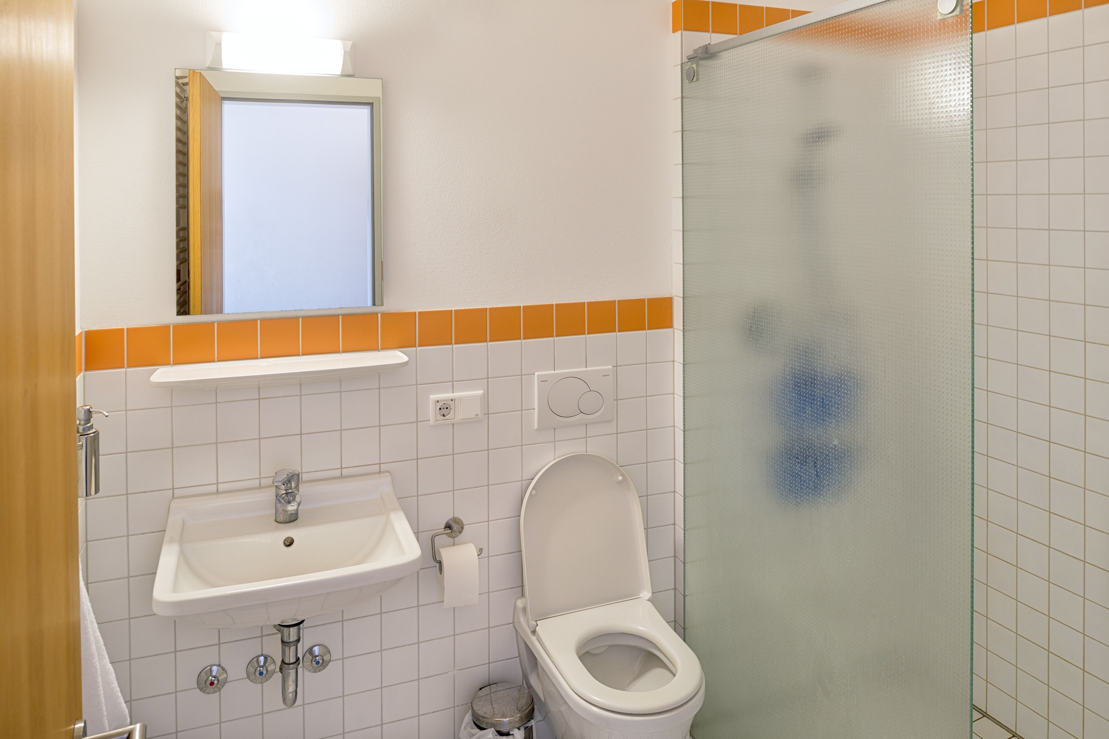 family room 5,  balcony, lake view | bathroom | shower, hair dryer, towels