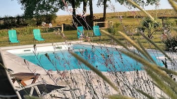 Outdoor pool, pool umbrellas