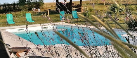 Outdoor pool, pool umbrellas
