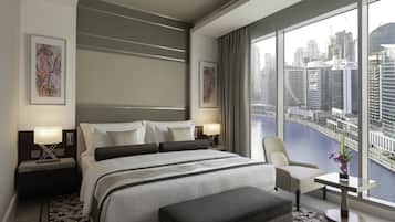 Premium bedding, down duvets, Select Comfort beds, minibar