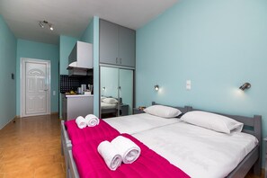 1 slaapkamer, een strijkplank/strijkijzer, gratis wifi, beddengoed