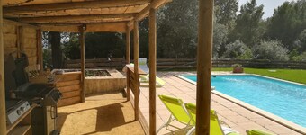 tipo completo, piscina privada, entre Aviñón y Uzes, auténtica Provenza Mas