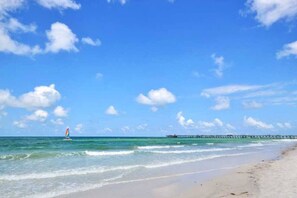 Beach nearby, sun-loungers
