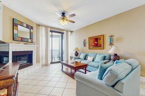 TV, fireplace, DVD player