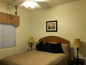 3 bedrooms, desk, iron/ironing board, travel crib