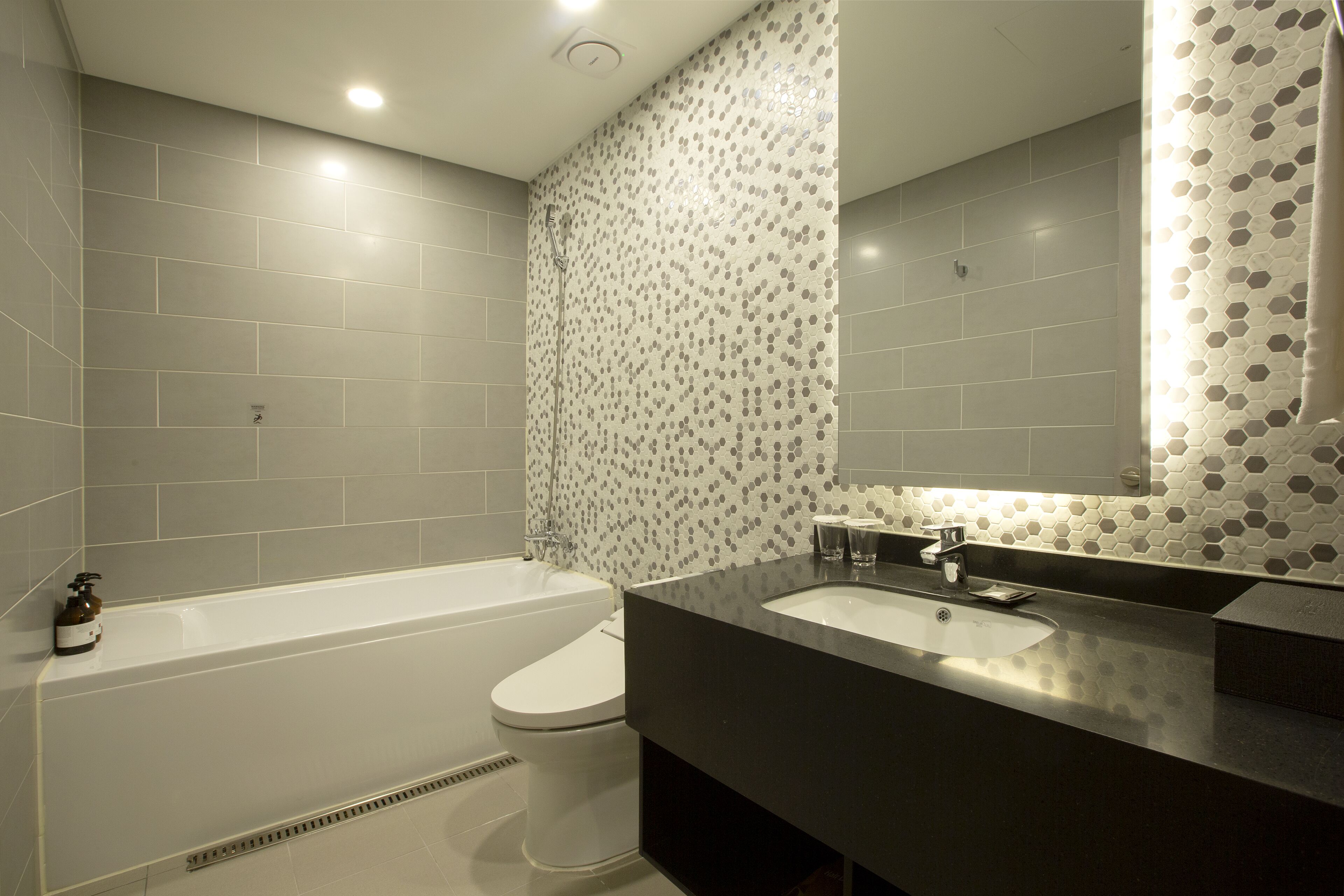 hair dryer, bathrobes, slippers, bidet