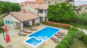 Outdoor pool, pool loungers