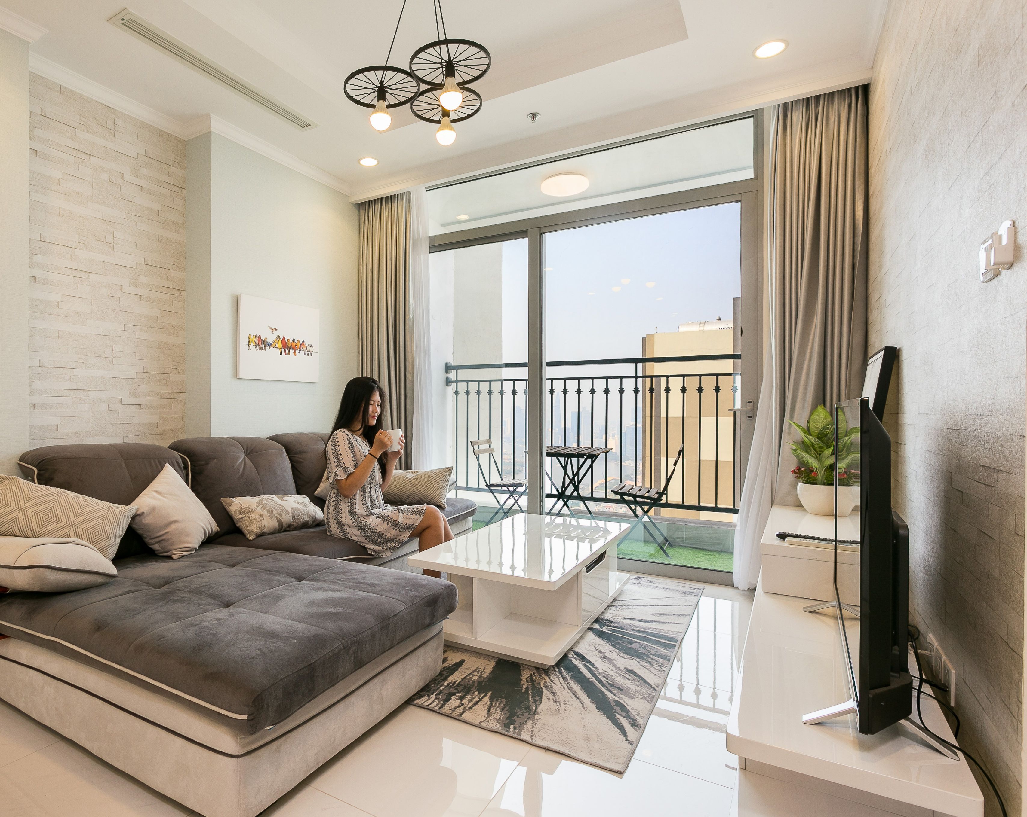 superior penthouse, 2 bedrooms, city view | living area | flat-screen tv