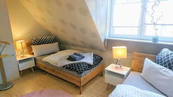 2 bedrooms, in-room safe, iron/ironing board, travel cot