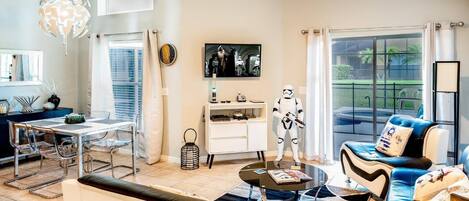 TV, video games, DVD player, books