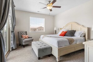 3 bedrooms, desk, iron/ironing board, travel cot