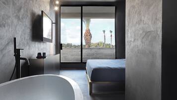 Quarto panorâmico | Roupas de cama premium, frigobar, cofres nos quartos