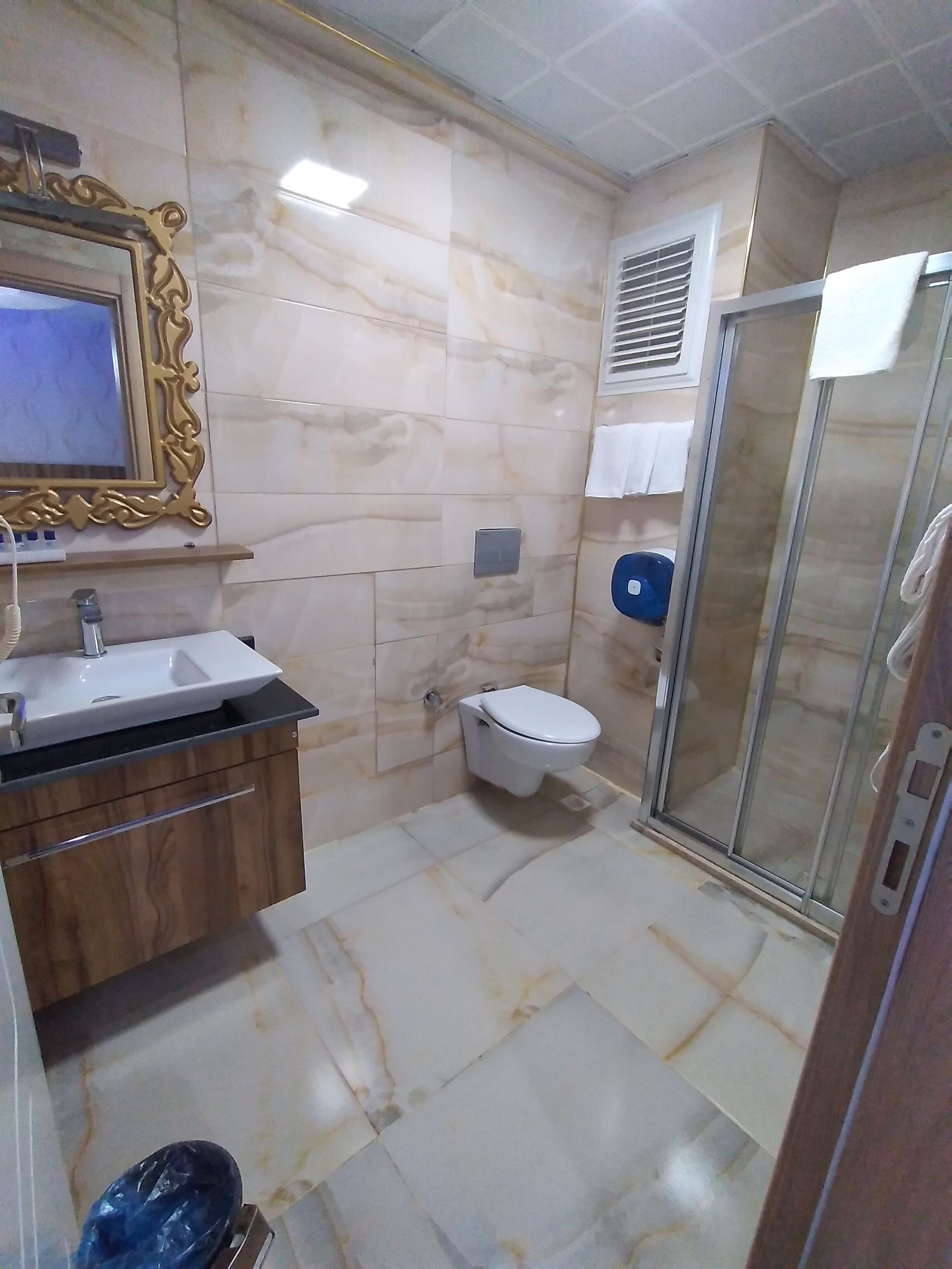 shower, rainfall showerhead, free toiletries, hair dryer