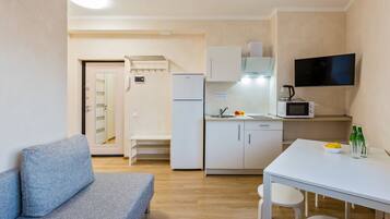Basic-Apartment, 1 Schlafzimmer, Kochnische, Stadtblick | Verdunkelungsvorhänge, Bügeleisen/Bügelbrett, Babybetten, Zustellbetten