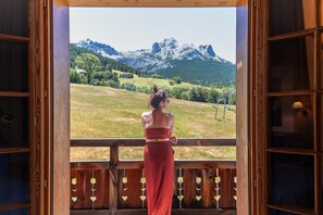 Deluxe Double Room, Pool Access, Mountain View | View from room - Montana Chalet Hôtel Spa (Enchastrayes)