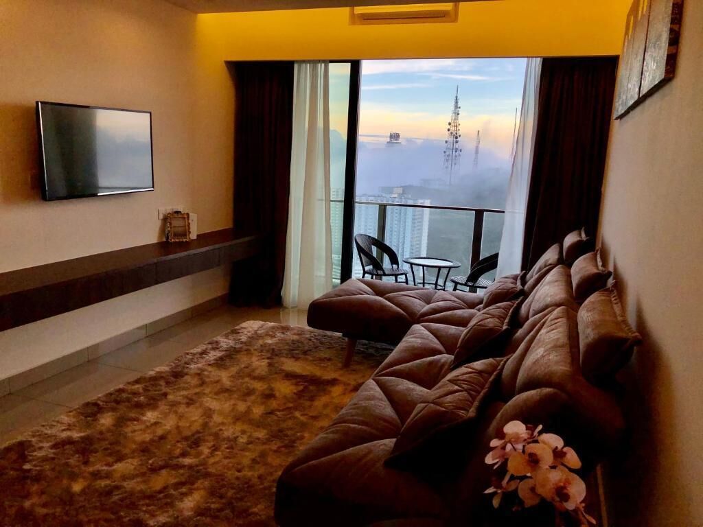 premium apartment, 1 bedroom, non smoking, city view | living room | flat-screen tv