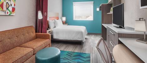 In-room safe, desk, laptop workspace, blackout curtains