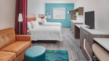 Studio, 2 Queen Beds, Non Smoking | In-room safe, desk, laptop workspace, blackout drapes