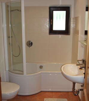 Tina, secadora de cabello, toallas 