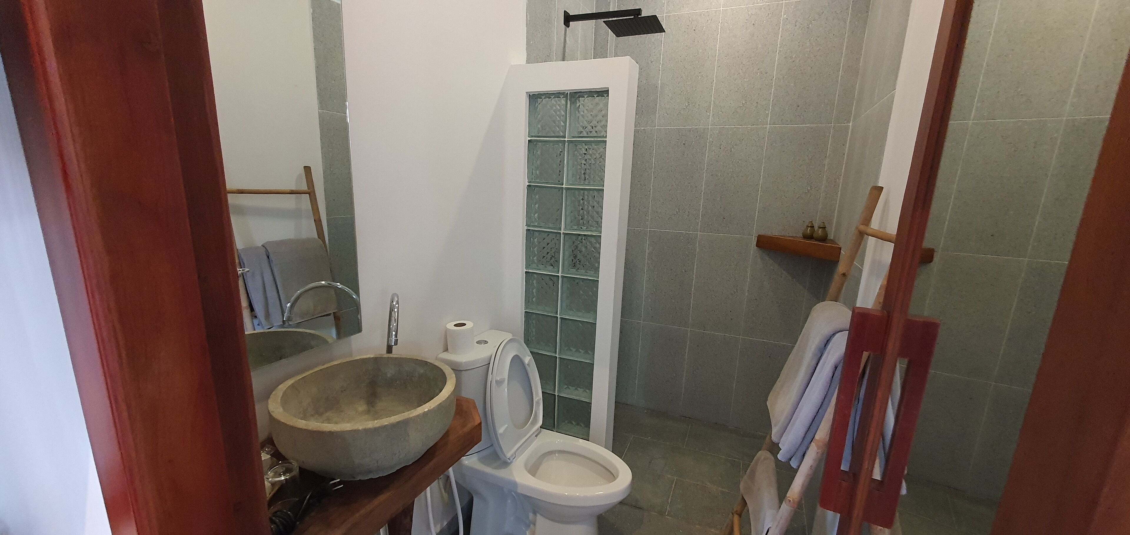 shower, free toiletries, hair dryer, bathrobes