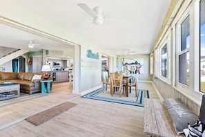 Sunroom area to hang out in - Beachfront Home Sleeps 12 with Private Balcony and Grill (New Smyrna Beach)