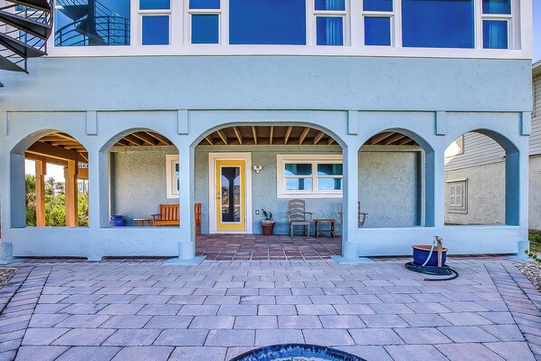 Large patio space, perfect to hang out after spending time at the beach - Beachfront Home Sleeps 12 with Private Balcony and Grill (New Smyrna Beach)