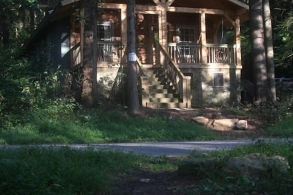 the cabin from the lake