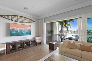 テレビ、暖炉、ビデオライブラリ