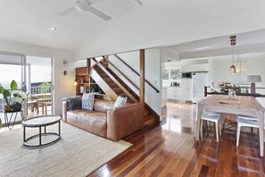 House, 4 Bedrooms | Living room | 65-inch LCD TV with cable channels, TV, DVD player