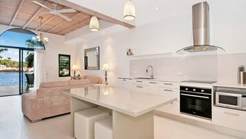 Apartment, 2 Bedrooms, River View (2 Bedroom) | Private kitchen | Full-sized fridge, microwave, oven, stovetop