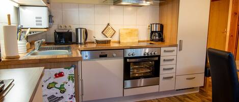 Fridge, microwave, oven, toaster