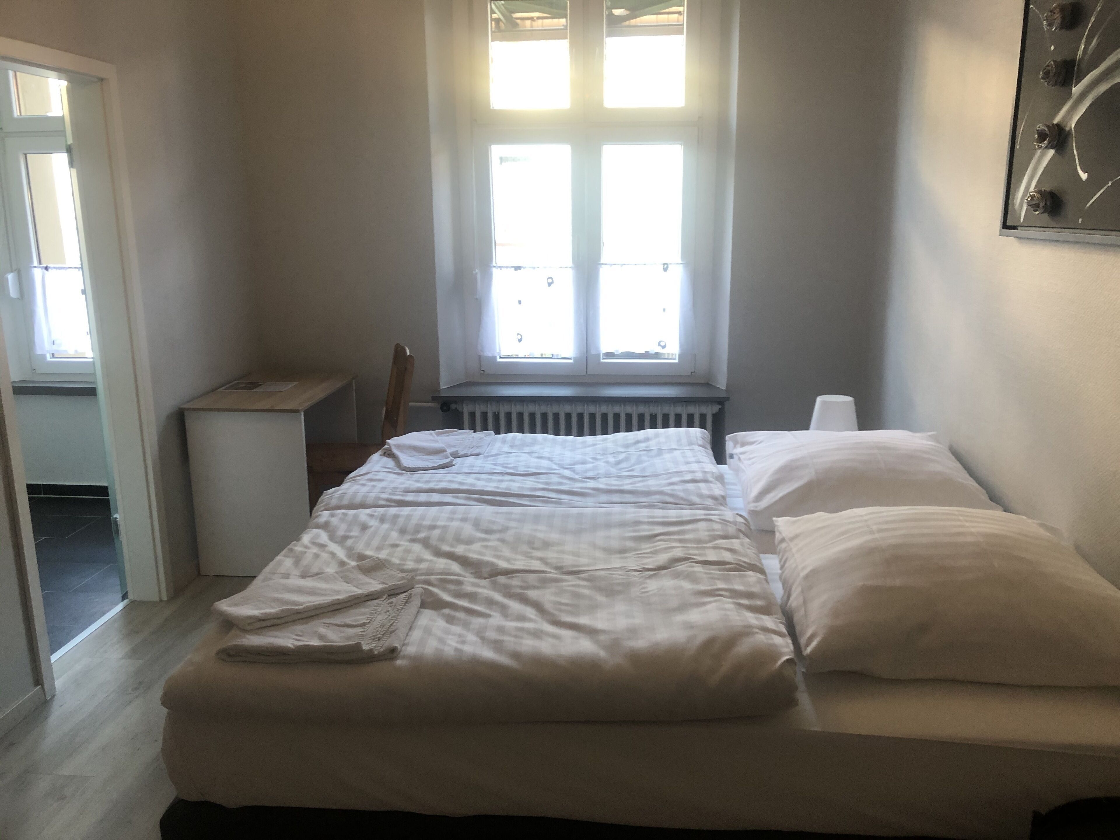 Desk, free WiFi, bed sheets