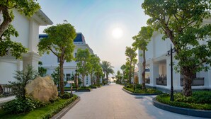 A wide, tree-lined avenue leading to a building with classical architecture. - Thien Thanh Resort Phu Quoc (Phu Quoc)